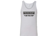 Load image into Gallery viewer, Engage tank in white with I AM THE GYM text
